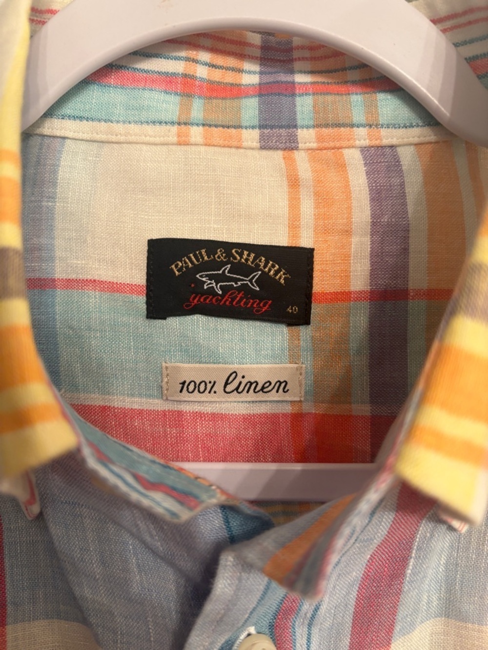 Paul & Shark Pure Linen Plaid Button Up Shirt - Picture 3 of 5